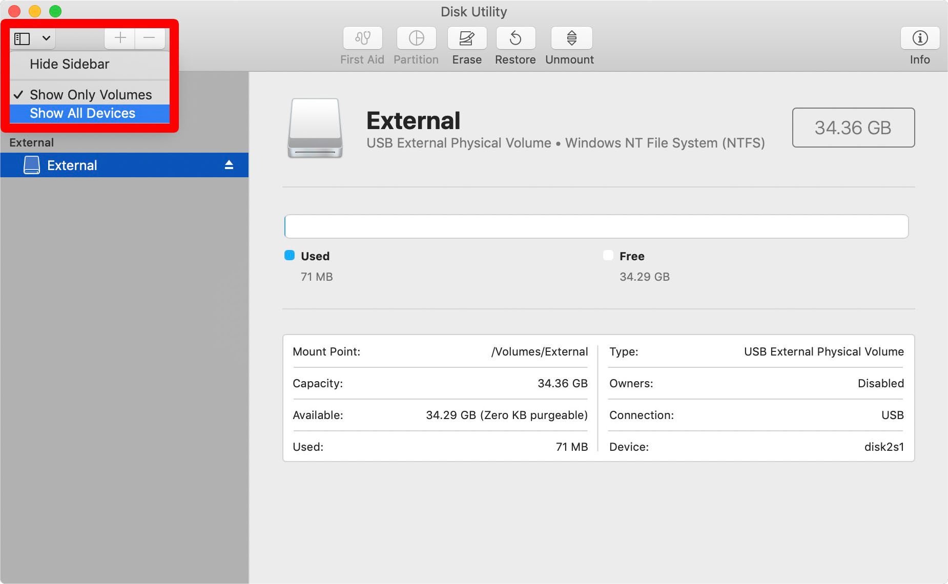 macintosh hd not showing in disk utility
